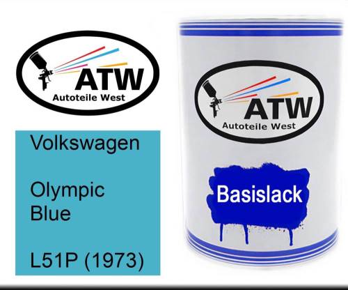 Volkswagen, Olympic Blue, L51P (1973): 500ml Lackdose, von ATW Autoteile West.